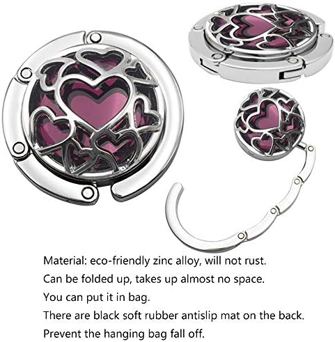 Multiple Hearts Style Premium Foldable Handbag Bag Purse Hanger Table Hook Holder (Gray)