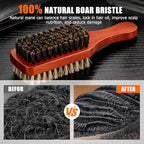 Men Wave Club Brush, 100% Natural Boar Bristle Hair Brush with 2-Sided Soft Hard Brush for Men and Barbers Thick Coarse Hair, Detangling, Smoothing