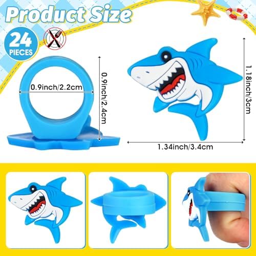 24 PCS Shark Cupcake Toppers Shark Fin Cake Toppers for Ocean Animals Theme Party Supplies Family Baby Shower Birthday Summer Holiday Beach Decorations