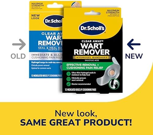 Dr. Scholl’s Clear Away Wart Remover Hydrogel Bandages for Fingers and Toes - Clinically Proven Effective Wart Removal and Cushioning Pain Relief, Comfortable Multi-Day Coverage Patches