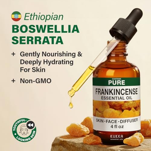 100% Pure Frankincense Oil - 4 Fl Oz Frankincense Essential Oil for Hair, Skin, Diffuser, Aromatherapy & DIY Soap Making Scent