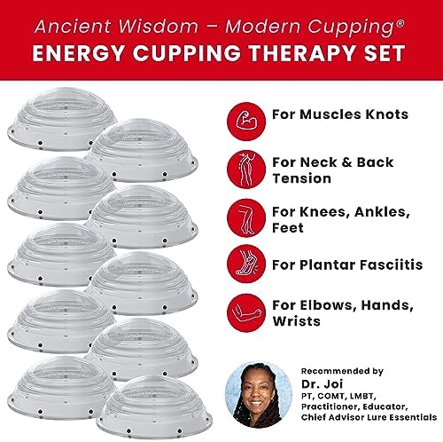 Lure Essentials Cupping Therapy Set 10 Professional Silicone Cupping Cups for Muscle Knots, Joints, Muscles, Arms and Feet