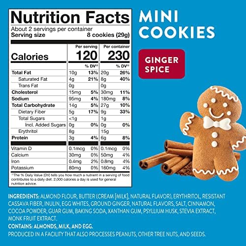 HighKey Gluten Free Ginger Spice Cookies - Keto Snack No Sugar Low Carb Snacks Foods Diet Friendly Food Healthy Cookie Dessert Treat Sweet <1g Sugar Ginger Snaps 2.0oz 3Pack