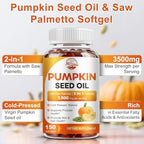 Pumpkin Seed Oil with Saw Palmetto, 3500mg Max Strength per Serving, 150 Softgels, Cold-Pressed with Essential Fatty Acids & Phytosterols, Supports Immune, Hair, Bladder & Prostate Health