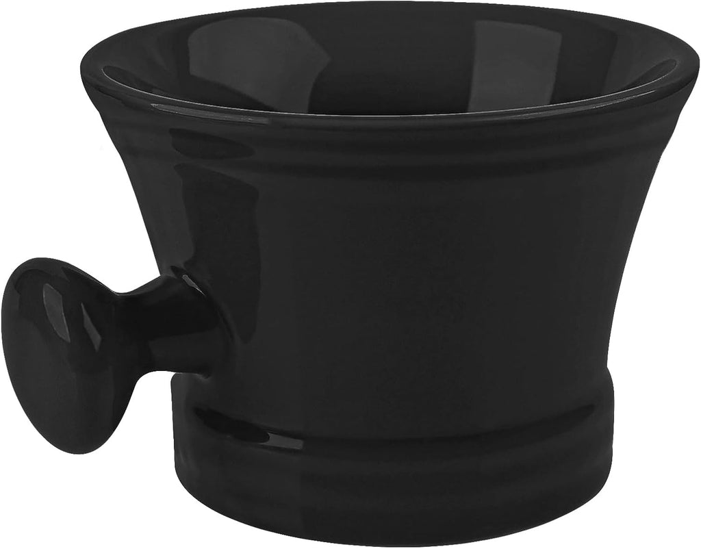 Linkidea Ceramic Mug Shaving with Knob Handle, Deep Size Wet Shaving Cup, Razor Shave Soap and Cream Bowl for Men (Black), RAC22-01
