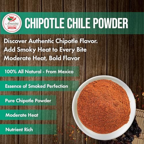 Chipotle Chili Powder Seasoning 1 LB (16oz) – Natural and Premium. Great For Meats, Grilling Rubs, Sauces, Salsa. Medium to High Heat - Sweet & Smoky Flavor. By Amazing Chiles & Spices.