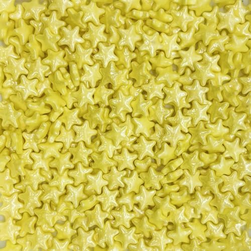 Dynastang 10mm Yellow Stars Sprinkles Edible Stars Cake Decorating Stars Cake Decorations Cupcake Toppers Cookie Decorating Perfect for Cakes, Cupcakes, Desserts Toppings 3OZ