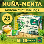 Hanan Muña Tea Bags – 100% Natural Andean Mint Herbal Tea from Peru, 25 Bags of Traditional Té de Muña del Perú, Caffeine-Free for Digestion, Fresh Flavor and Relaxation