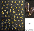 14 Sheets Y2k Star Nail Art Stickers, 7 Colors 3D Self-Adhesive Nail Decals with Gold Silver Black White Blue Pink Holographic Stars, 4th of July DIY Manicure Accessories for Women & Girls