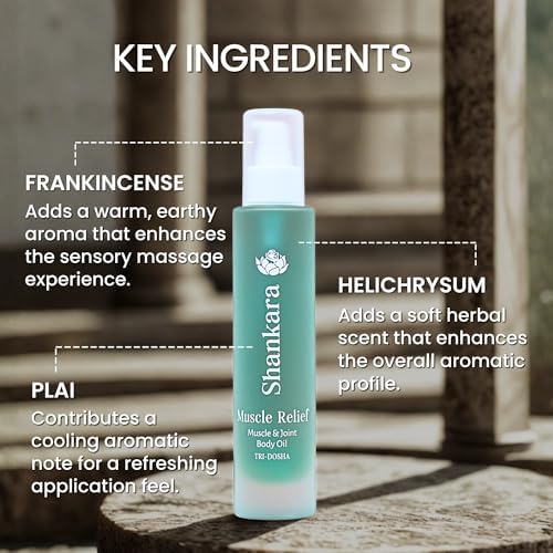 Shankara Muscle Relief Oil – Body Massage Oil for Sore Muscles and Joints with Arnica, Boswelia & Sweet Birch – Gua Sha, Ayurvedic Massage Therapy, Post Gym, Relaxation (30ml)