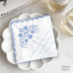 LADY&HOME Something Blue Embroidered Wedding Handkerchief, Mom, Dad, Daughter, New Mom, New Dad