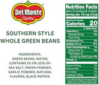 Del Monte Southern Style Whole Green Beans, 14.5 oz. Can (Pack of 12) Spicy & Smoky Flavors, Ready to Eat Side Dish