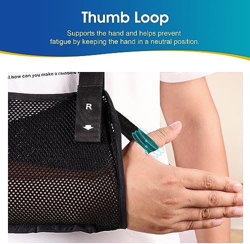 Mesh Arm Shoulder Sling Medical Shoulder Immobilizer for Shoulder Injury Torn Rotator Cuff, Breathable Arm Brace for Shower, Right Left Arm Stabilizes Elbow Arm Wrist Injury for Men Women (Black)