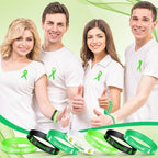 Leyndo Bulk Mental Health Awareness Bracelet Green Awareness Ribbon Silicone Bracelets with Inspirational Saying Disease Wristbands Hope Strength Faith Courage