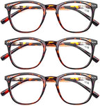 3 Pack Reading Glasses Women Men Stylish Oval Readers Flexible Spring Hinge Tortoise Glasses Reading +2.00