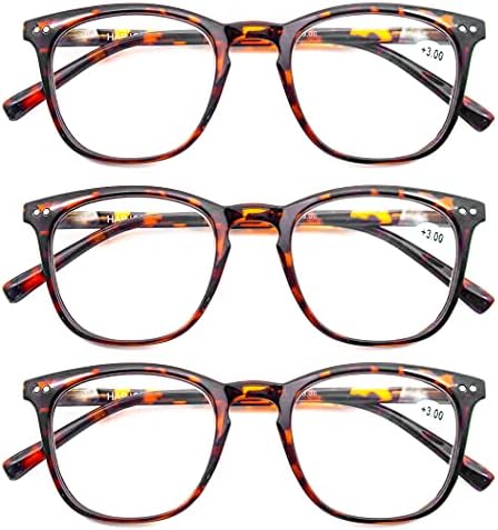 3 Pack Reading Glasses Women Men Stylish Oval Readers Flexible Spring Hinge Tortoise Glasses Reading +2.50