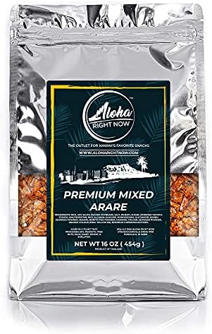 Aloha Right Now Premium Mixed Arare Rice Crackers Mochi Crunch Japanese Hawaiian Style Asian Snack Mix 1LB 16oz