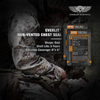 EVERLIT Occlusive Chest Seal Non-Vented Adhesive Dressing for Open Chest Injury and Sucking Chest Wound (6 Count)