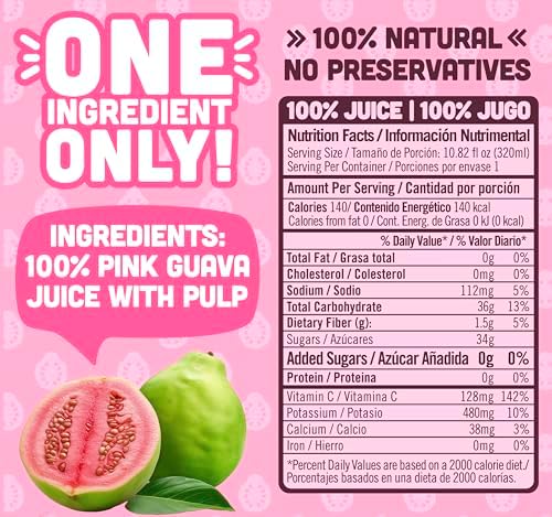 NILO Guava Juice | 100% Squeezed Guayaba Pink Guava | NO Sugar added | NOT From Concentrate | 10.8 oz (Pack of 12)