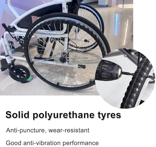 WORDFUN 24" Wheel Replacement Parts for Wheelchairs, Professional Wheelchair Rear Caster, Wheelchair Caster Assembly, Solid Tires, Ball Bearings, for Handicapped Wheelchairs, 2 Pcs