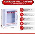 Naloxone Overdose Emergency Kit Cabinet - Emergency Sign Included - No Alarm or Lock | Designed for Wall Mount & Public Access (No Alarm, White)