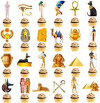 Egyptian Cupcake Toppers 48PCS Egypt Pyramid Party Decorations Ancient Egypt Theme Birthday Decorations Mummies and Sphinx Cupcake Picks for Egyptian Baby Shower Supplies