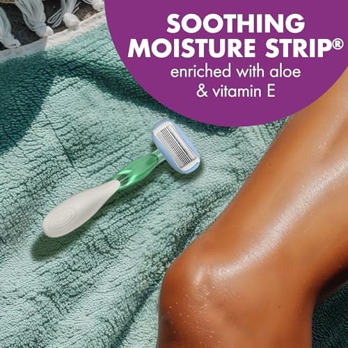 BIC Soleil 5 Sensitive Women's Disposable Razors With 360 Degree Moisture Strips For Enhanced Glide, Shaving Razors With 5 Blades, 2 Count