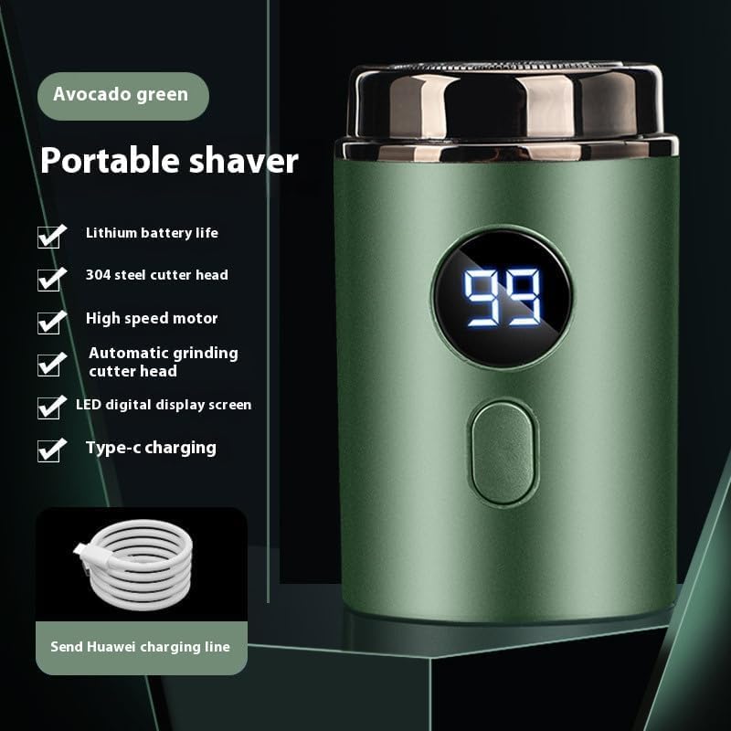 Mini Portable Electric Travel Shaver for Men, Pocket SizeShaver with Led Display, USB Rechargeable Waterproof Face Beard Trimmer, Ipx7 Washable (Gray)