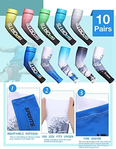 10 Pairs Sun Protection UV Arm Sleeves Cooling Anti Slip Compression Sleeves Sports Polyester Cycling Covers