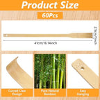 60 Pack Bamboo Back Scratchers Bulk, Traditional Wooden Back Scratcher for Itching Relief and Body Massage, Long Handle for Adults, Family, Nursing, Christmas Gifts (16.1 inch)