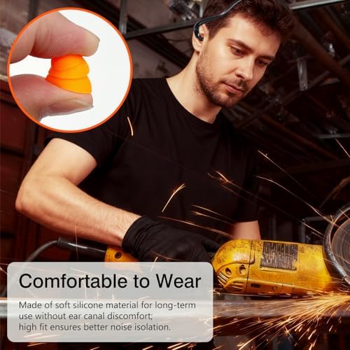 Banded Earplugs for Shooting Range (4 Pcs, Orange) – Reusable Silicone Hearing Protection with Neck Band, 22dB Noise Reduction for Work, Sleep & Concerts