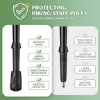 Durable Replacement Rubber Tips for Trekking Poles - Universal Anti-Slip Hiking Stick Caps - Shock Absorbing Pole Accessories - Fits 11mm Standard Poles - Set of 6