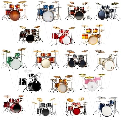 48pcs Drum Cupcake Topperss Drum Theme Birthday Party Decorations Music Drum Party Cupcake Topper Decorations for Drummer Birthday Party Baby Shower Supplies