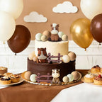 Horse Cake Topper, Cowboy Theme Cake Decorations with Fence and Ball (brown)