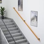 Non-Slip Wooden Stair Handrail 1ft-20ft, Wall Mounted Natural Pine Railing for Elderly & Disabled, Easy Install Staircase Safety Rail with Brackets