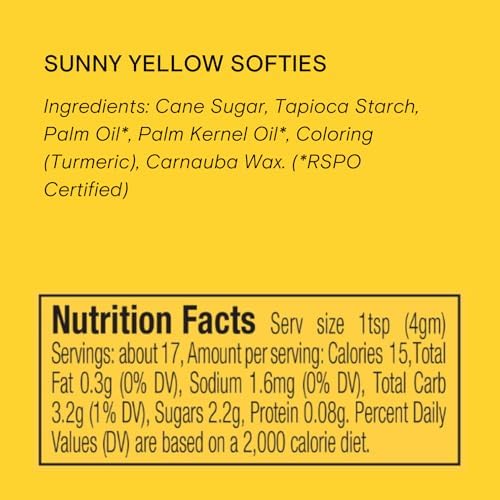 Softies and Crunchies Sprinkles by Supernatural (Sunny Yellow), Made in USA, No Artificial Dyes, Soy Free, Gluten Free, Vegan, 3oz