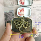 Hidad Bronze Retro Portable Travel Pill Organizer - Octopus Sign Small Pill Box for Purse or Pocket, Cute Durable Portable Mini Pill Case,Pill Bottle Container, Hold Vitamin Medicine Pill Dispenser