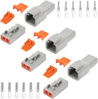 GRZWAYS DTP Connector Kit 2 Pin Automotive IP67 Waterproof Electrical Connectors Plug 3 Sets Terminals Pin Sockets Current Rating 30 Amps (Wire Size Range 12-10 AWG)