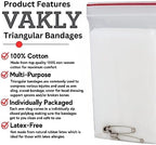 Vakly Triangular Bandages 40 x 40 x 56 in (12 Pack) – First Aid Triangle Sling & Splint Bandage with Safety Pins, Non-Woven Cotton Emergency Arm Support