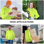 Hi Vis T Shirt Safety Hoodie,High Visibility Shirts for Men,Long Sleeve Construction Work Shirts with Sun Protective Hood