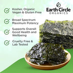 Earth Circle Organics | Organic Nori Seaweed Sheets - Raw, Unheated & Not Roasted | Grade A Certified | Vegan, Paleo, Keto Friendly | Premium Nori for Sushi Rolls & Wraps (50 Sheet)