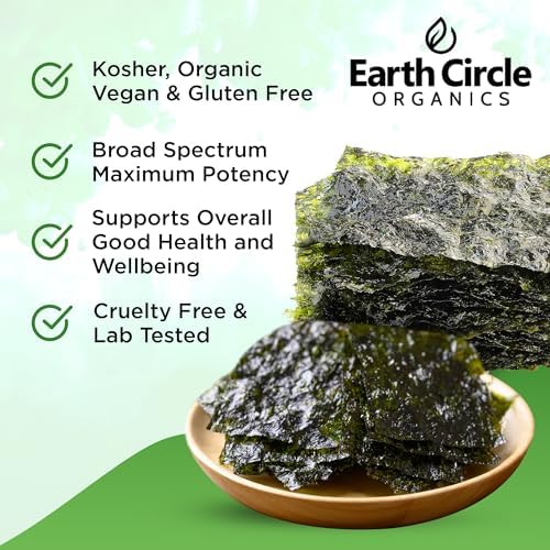 Earth Circle Organics | Organic Nori Seaweed Sheets - Raw, Unheated & Not Roasted | Grade A Certified | Vegan, Paleo, Keto Friendly | Premium Nori for Sushi Rolls & Wraps (50 Sheet)