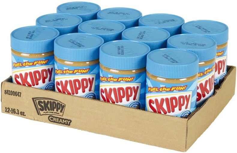 SKIPPY Peanut Butter, Creamy, 7 g protein per serving, 16.3 Ounce (Pack of 12)