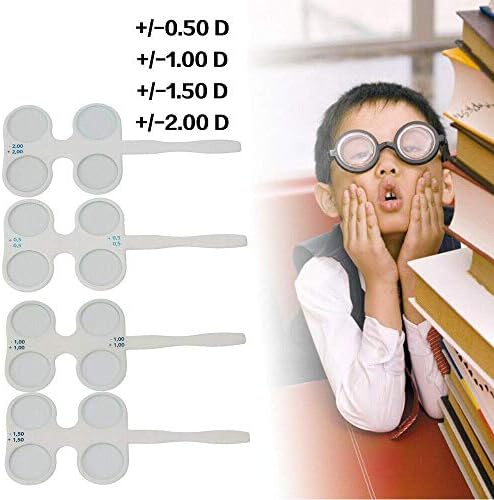 4 Units Optical Flipper Optometry Plastic Flip, Optometry Flip Lens Confirmation Flipper Set for Near Vision, Amblyopia Confirmation Test Tool, ±0.50, ±1.00, ±1.50, ±2.00