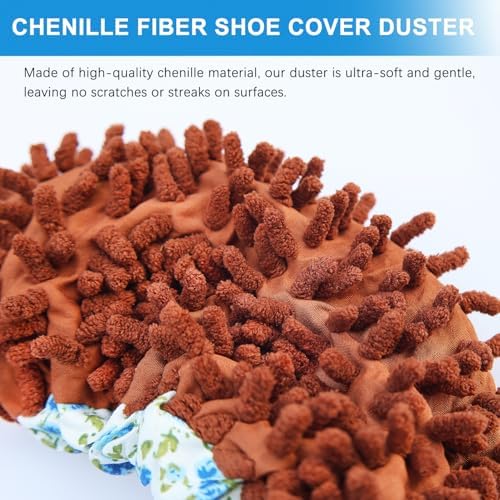 4 Pcs (2 Pairs) Shoes Cover Dust Duster, Microfiber Dust Mops, Multi Function Reusable Mop Slippers, Multi Purpose Floor Cleaning Shoes for Bathroom, Office, Kitchen, House Polishing Cleaning