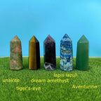 Natural Healing Quartz Crystal Tower 6 Faceted Single Point Chakra Crystal Obelisk Wand Energy Meditation Stone Home Decor Collection Gift (Purple Fluorite)