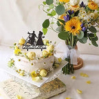 Motorcycle Wedding Cake Topper, Bride and Groom with Motorbike Cake Topper, Funny Motorcycle Couple Cake Decorations for Wedding/Engagement/Bridal Shower Party Decoration