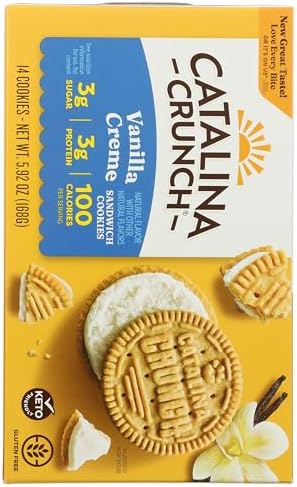 Catalina Crunch Vanilla Creme Sandwich Cookies, 5.9oz (14 cookies) | Low Carb, Low-Sugar, Keto Snacks