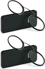 REAVEE 2 Pack Pinch Nose Clip on Reading Glasses Armless for Men Women, No Temple Slim Compact Readers Ultra Thin with Mini Portable Case, Black +1.0