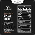 Organic Whole Black Sesame Tahini Paste - 17.6 oz (500g) Ounce Glass Jar – Peanut free - Stone Ground Unhulled Sesame Butter – Kosher by Pepperwood Organics